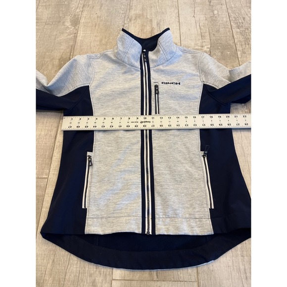 Cinch Womens Bonded Jacket Grey Navy Blue Full Zip Fleece Lined Mock Neck - Picture 6 of 9